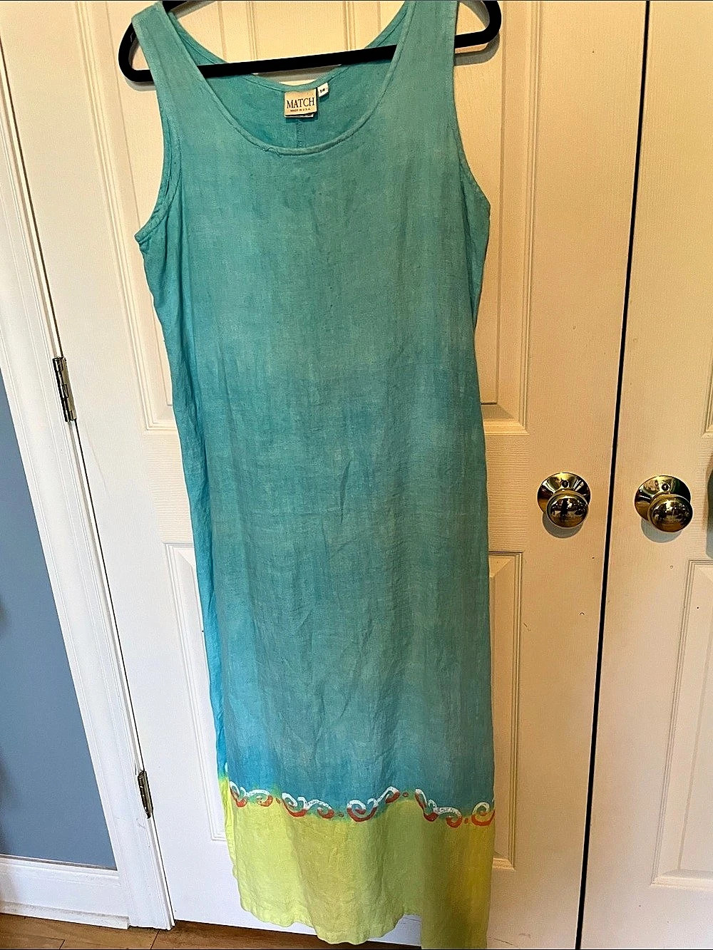 MATCH Linen Color Block Maxi Dress Size 14